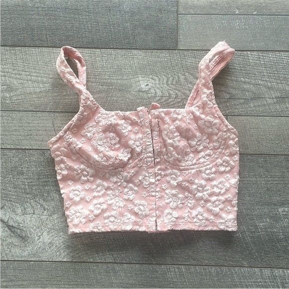 Wild Fable Pink Floral Lace Corset Crop Tank Top Size XS. - Picture 3 of 7